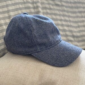 J. Crew herringbone cap hat wool mix blue unisex one size